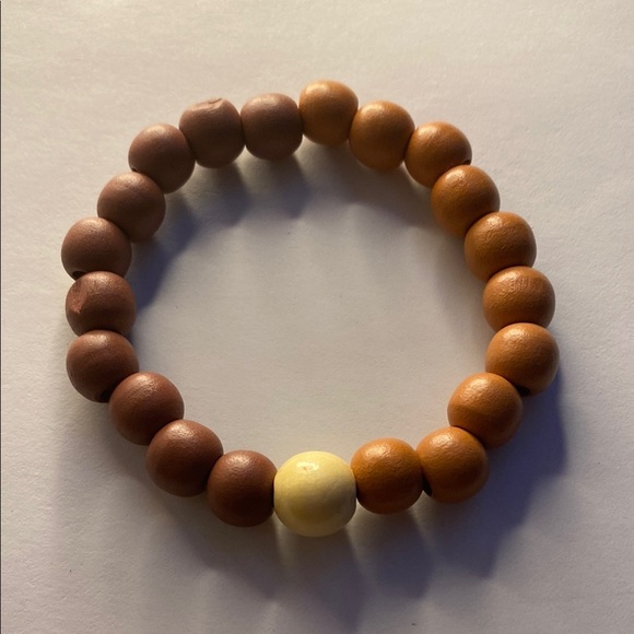 Wooden Bead Bracelet with Cream Accent - Picture 1 of 1